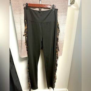 Boutique Leopard fringe black leggings